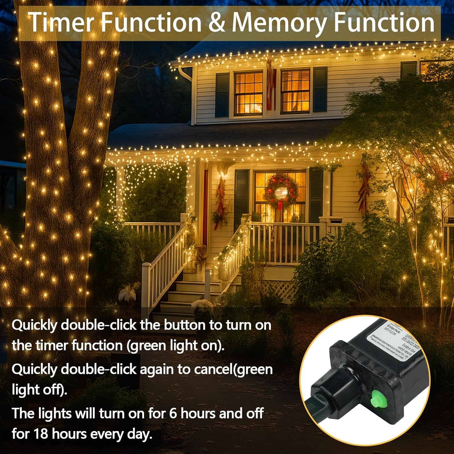 Connectable 200 LED Christmas Lights Indoor Outdoor with Timer, 66FT 13 Modes Warm White String Lights Waterproof, Twinkle Fairy Lights Plug in Clear Wire for Christmas Tree, Bedroom, Classroom Decor