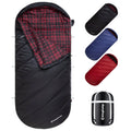 XL Cotton Flannel Sleeping Bags, Oversized Weatherproof 3-Season Sleep Bag with Hood for Camping & Hiking & Backpacking, 17.6℉-54℉ (Black)